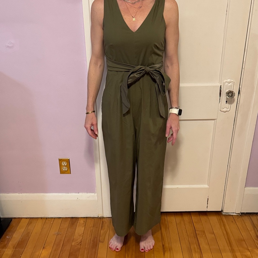 Lovely J. Crew green jumpsuit with wrap tie, womens size 2